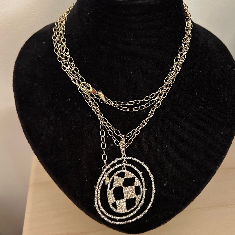 Alexis Bittar pendant necklace checkerboard 18-22"